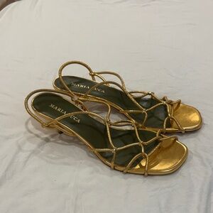 Zara Metallic Gold Strappy Heels